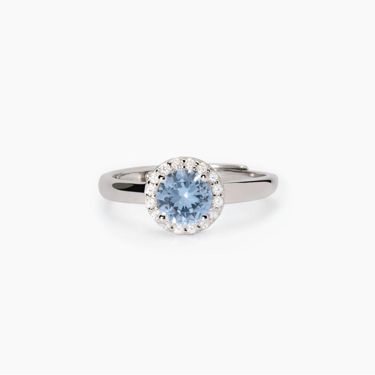 Anello donna Mabina in argento con acqua marina sintetica