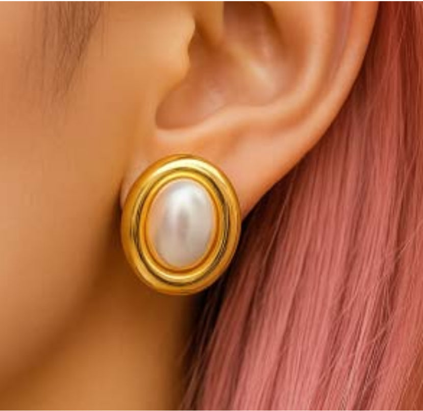 Orecchini Piti Malì donna Clarissa Bottone ovale con perla