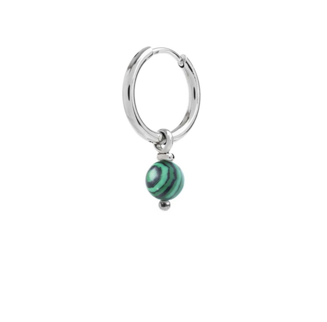 Mono orecchino Marlù a cerchio con sfera malachite pendente