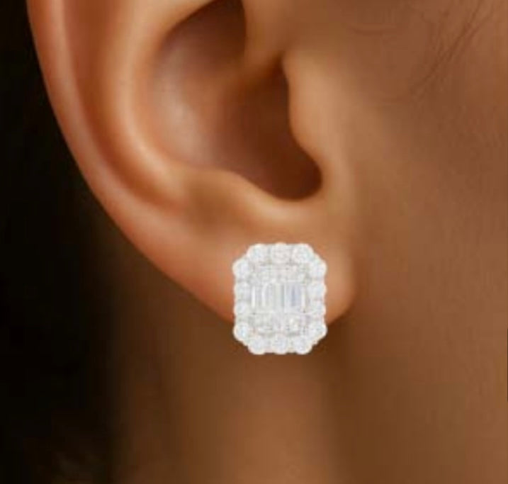 Orecchini Piti Malì donna Bottoncini quadrati con zirconi