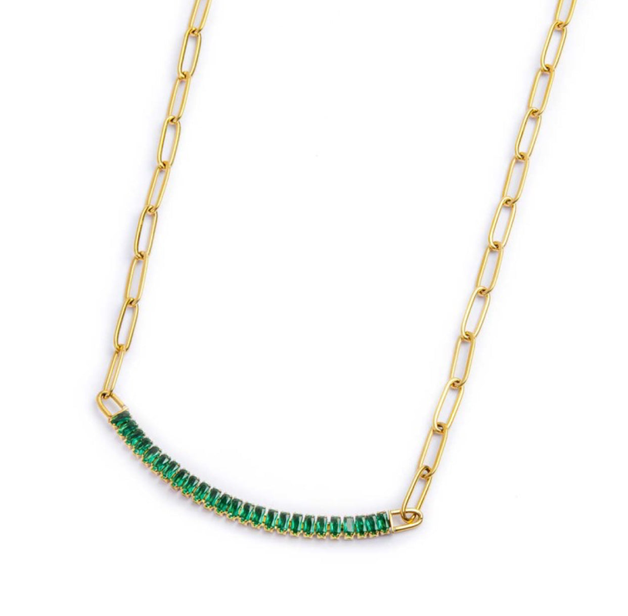 Collana Marlù gold tennis centrale cristalli baguette