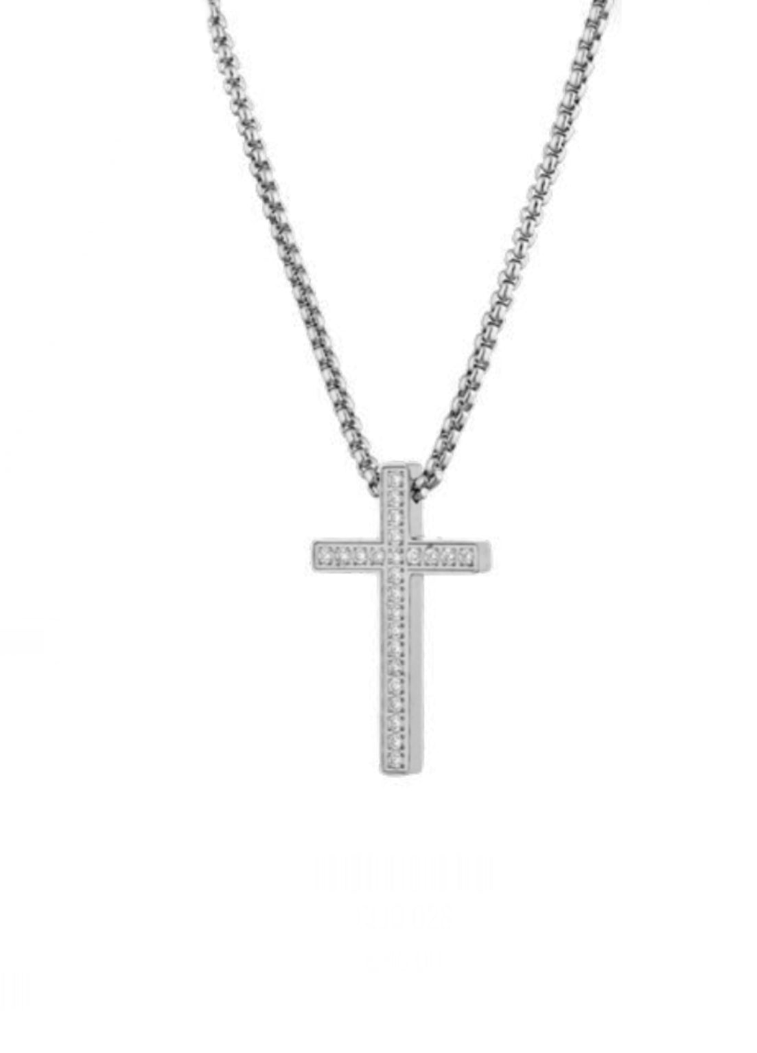 Collana uomo Héctor Croce acciaio con cristallini