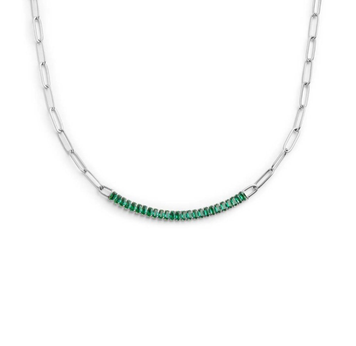 Collana Marlù tennis centrale cristalli baguette