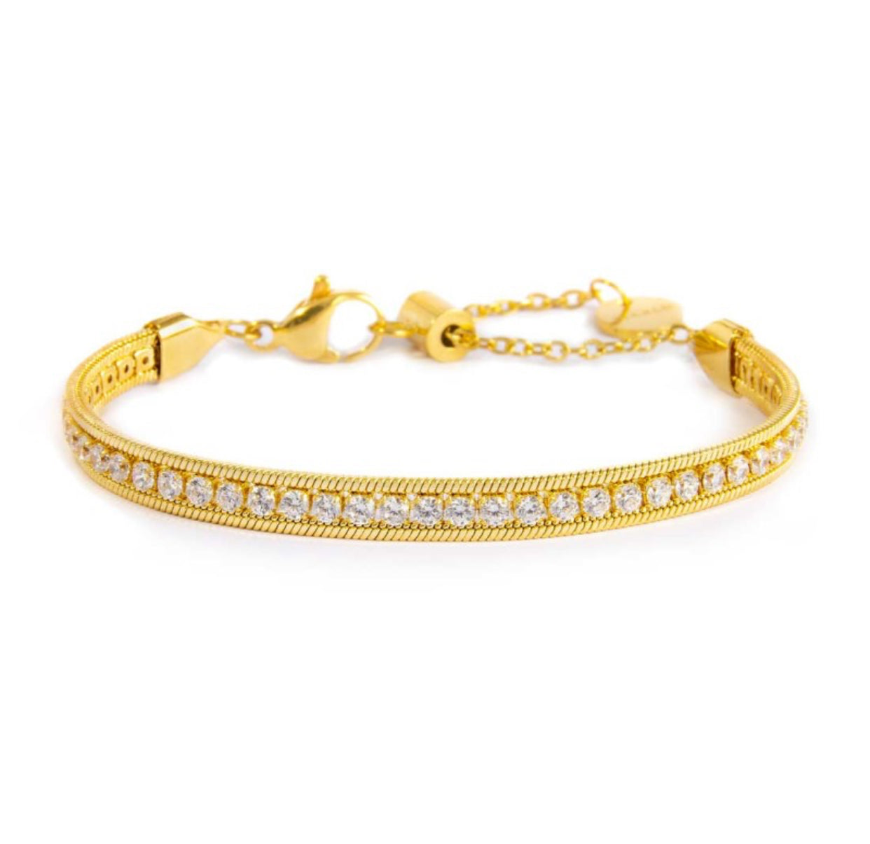 Bracciale Marlù tennis zirconi baguette catena snake squadrata bianco