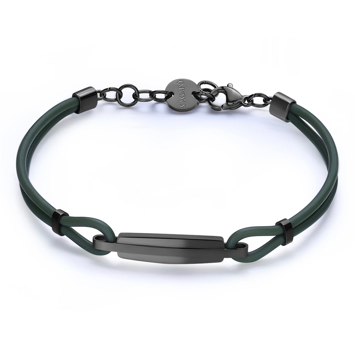 Bracciale S'Agapò uomo PANAMA in caucciù verde militare