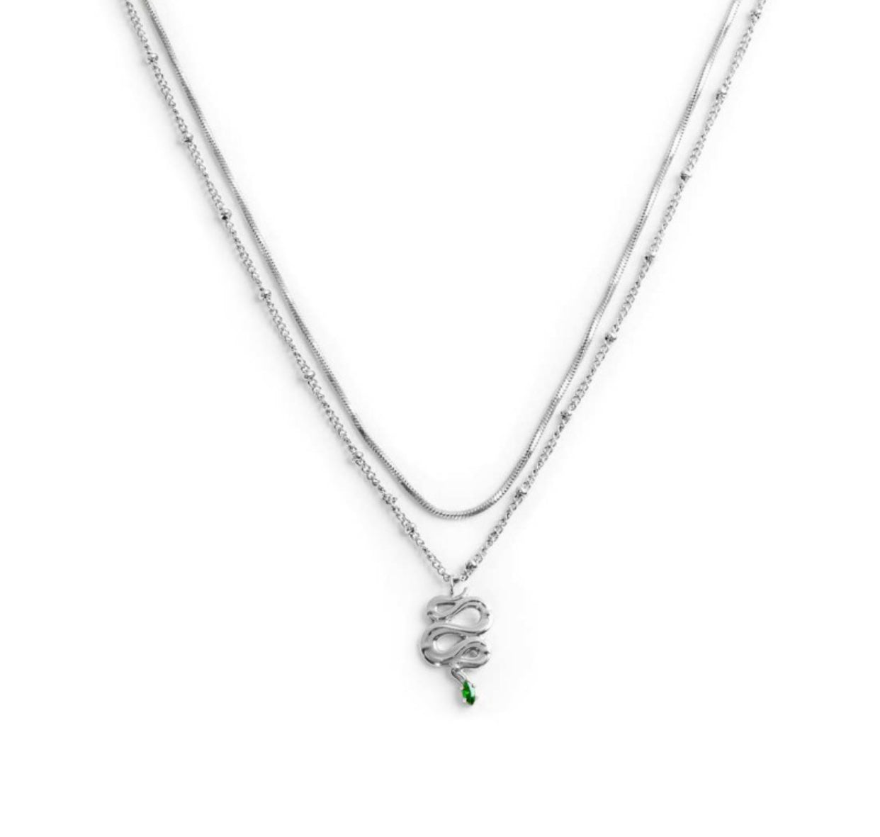 Collana Marlù doppia catena snake quadrata con serpente pendente