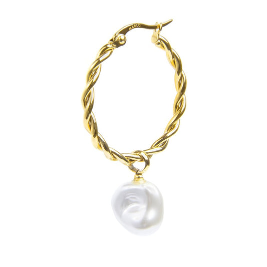 Orecchino Marlù a cerchio 2,7cm con perla pendente