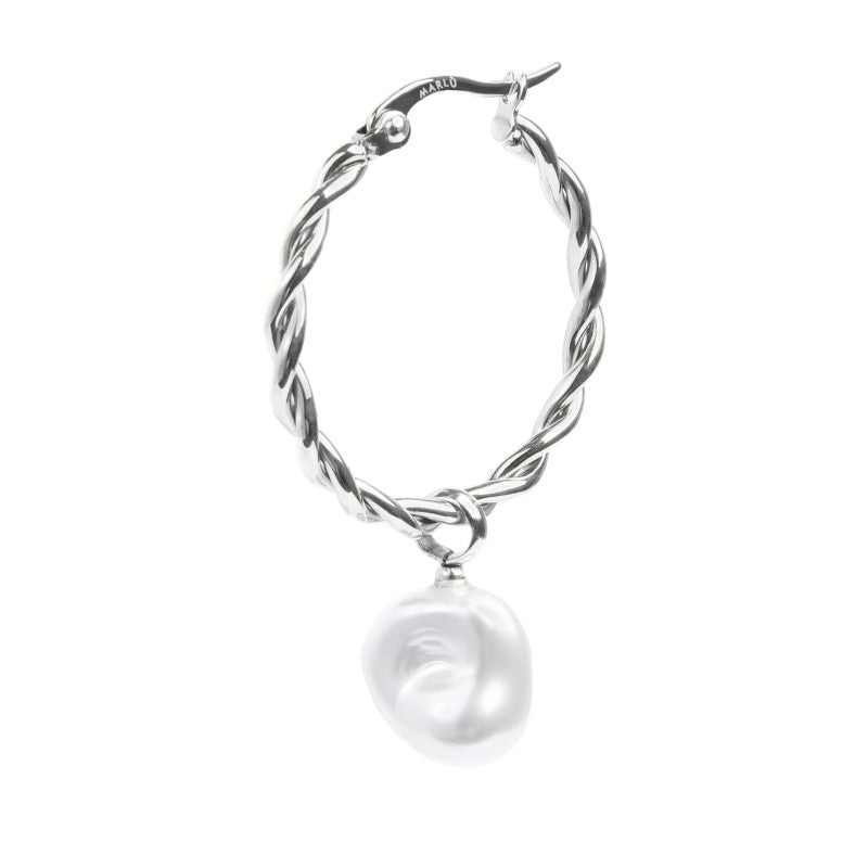 Orecchino Marlù a cerchio 2,7cm con perla pendente