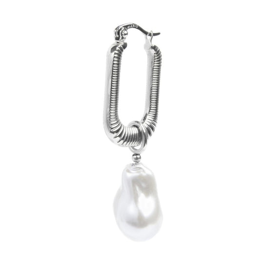 Orecchino Marlù a cerchio ovale con perla pendente