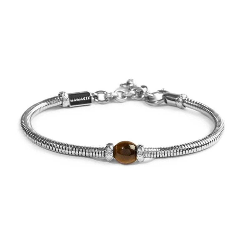 Bracciale Marlù uomo catena snake con sfera centrale occhio di tigre