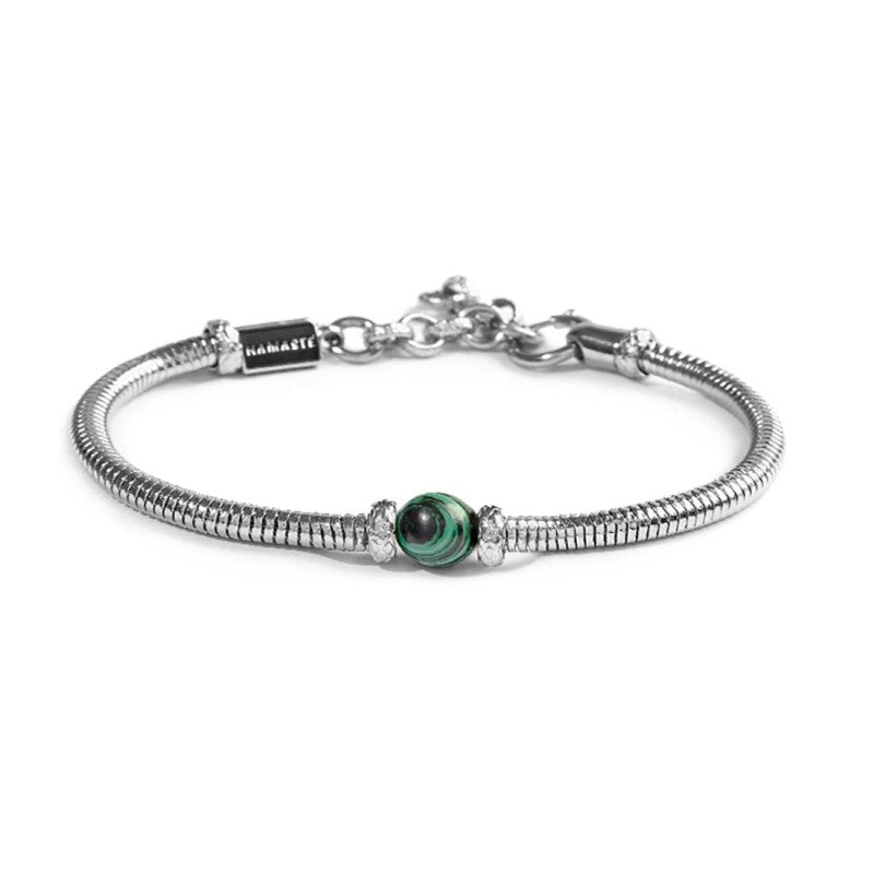 Bracciale Marlù uomo catena snake con sfera centrale malachite