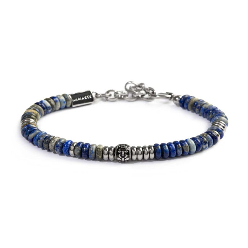 Bracciale Marlù uomo catena dischetti in pietra lapis e acciaio
