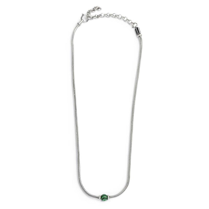 Collana Marlù uomo catena snake con sfera centrale malachite