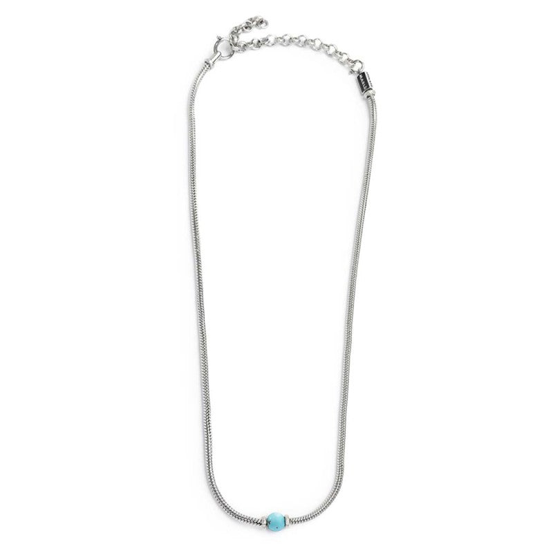Collana Marlù uomo catena snake con sfera centrale turchese