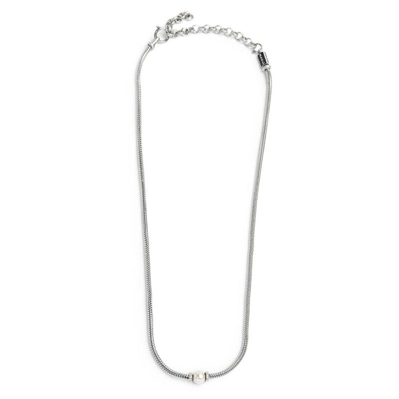 Collana Marlù uomo catena snake con sfera centrale perla