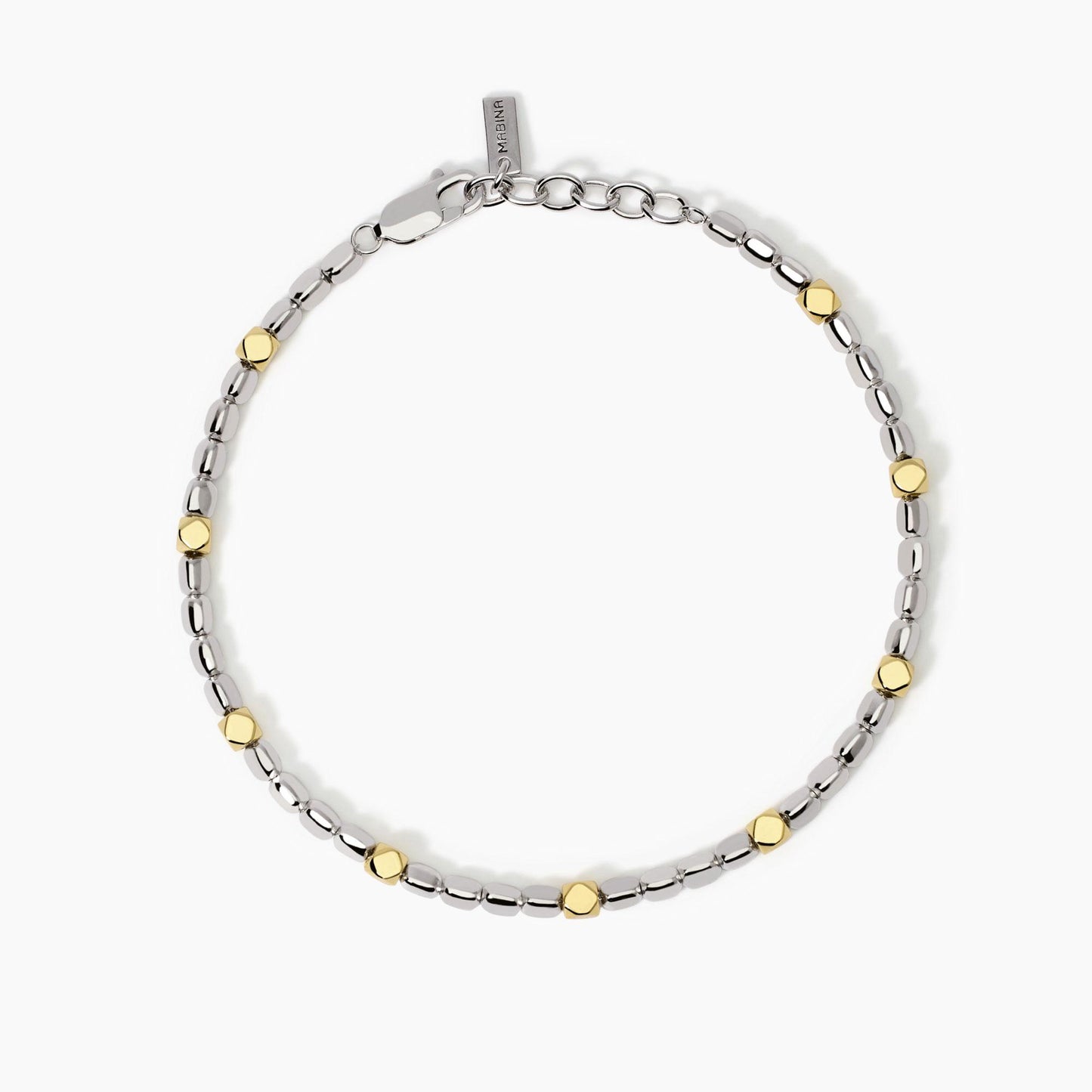 Bracciale Mabina uomo regolabile con elementi placcati oro
