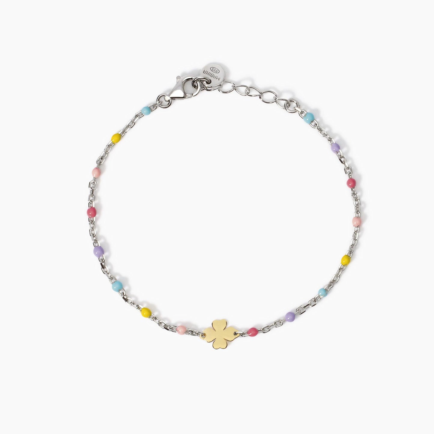 Bracciale Mabina Junior multicolor con quadrifoglio oro 9K