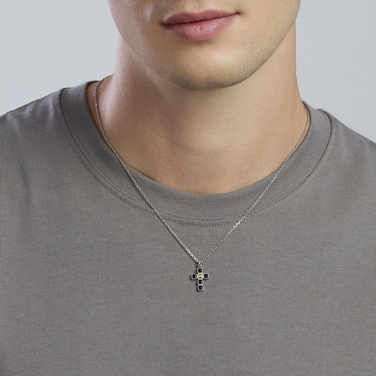 Collana Mabina uomo croce con zirconi