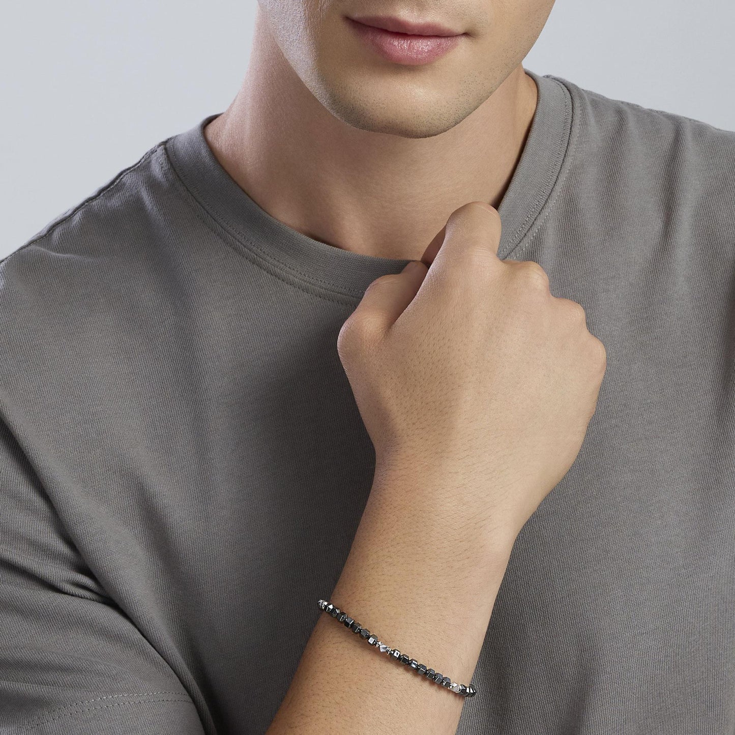Bracciale Mabina uomo Ematite e argento