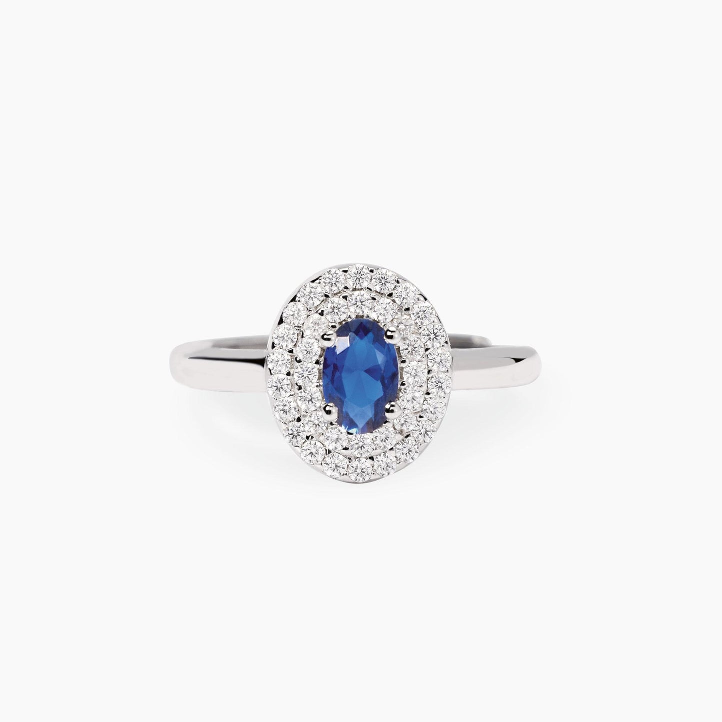 Anello Mabina donna con zaffiro sintetico e zirconi