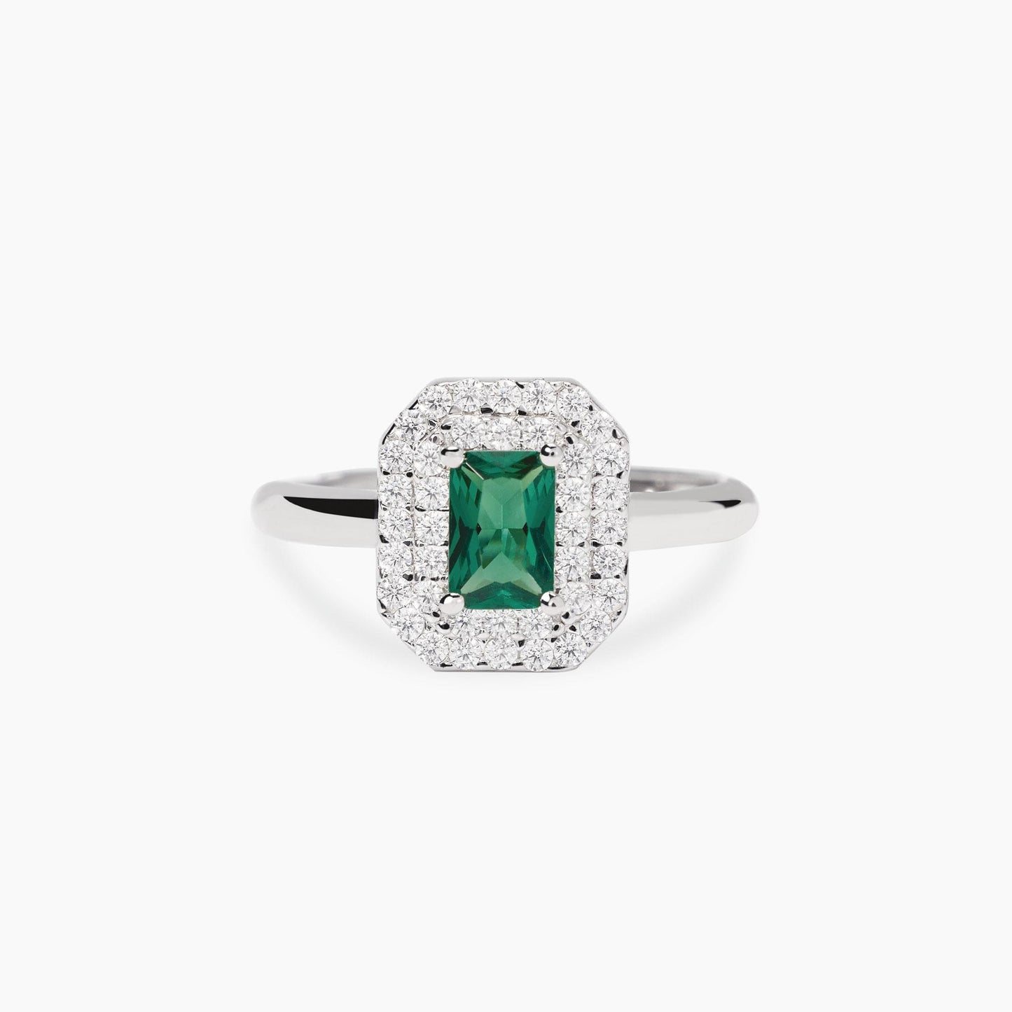 Anello Mabina donna Con smeraldo sintetico e zirconi bianchi