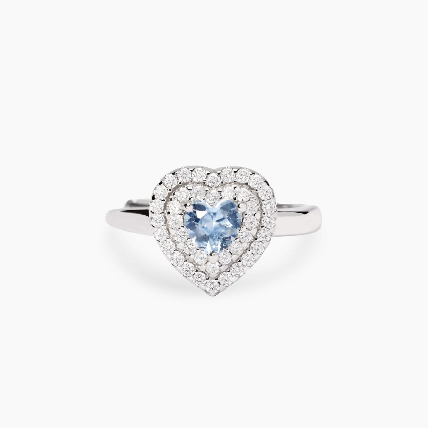 Anello Mabina donna Cuore con acquamarina sintetica e zirconi bianchi