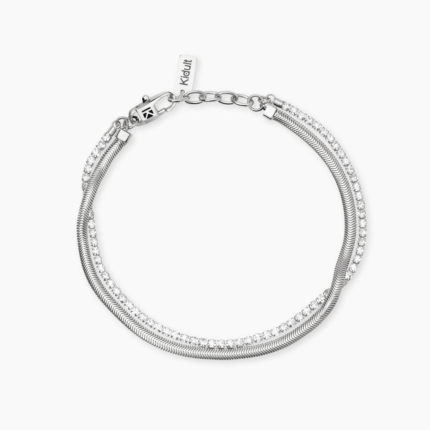 Bracciale Kidult uomo Catena snake e tennis di cristalli