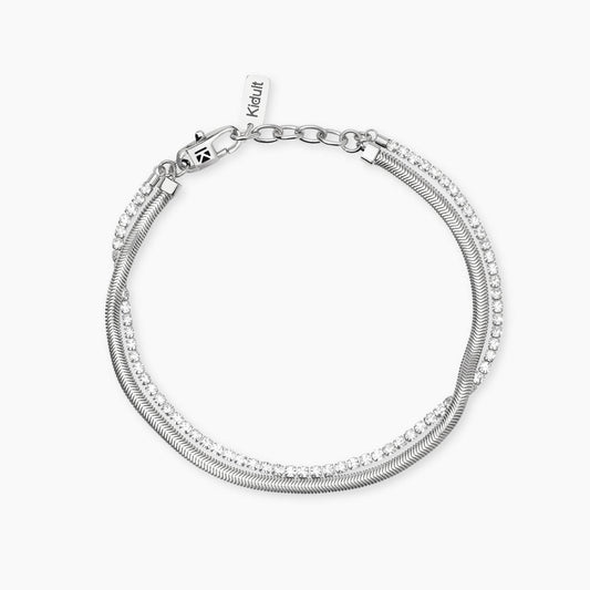 Bracciale Kidult uomo Catena snake e tennis di cristalli