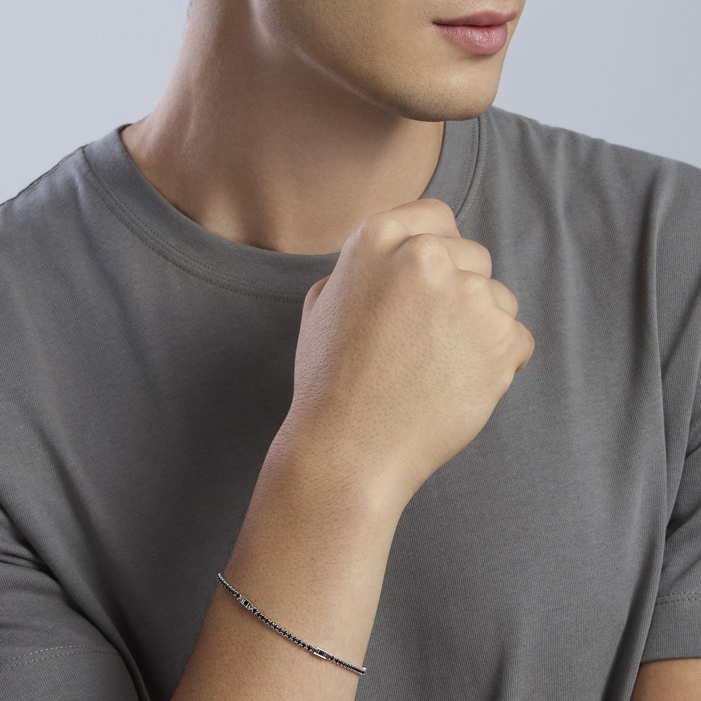 Bracciale Mabina uomo Tennis con zirconi neri