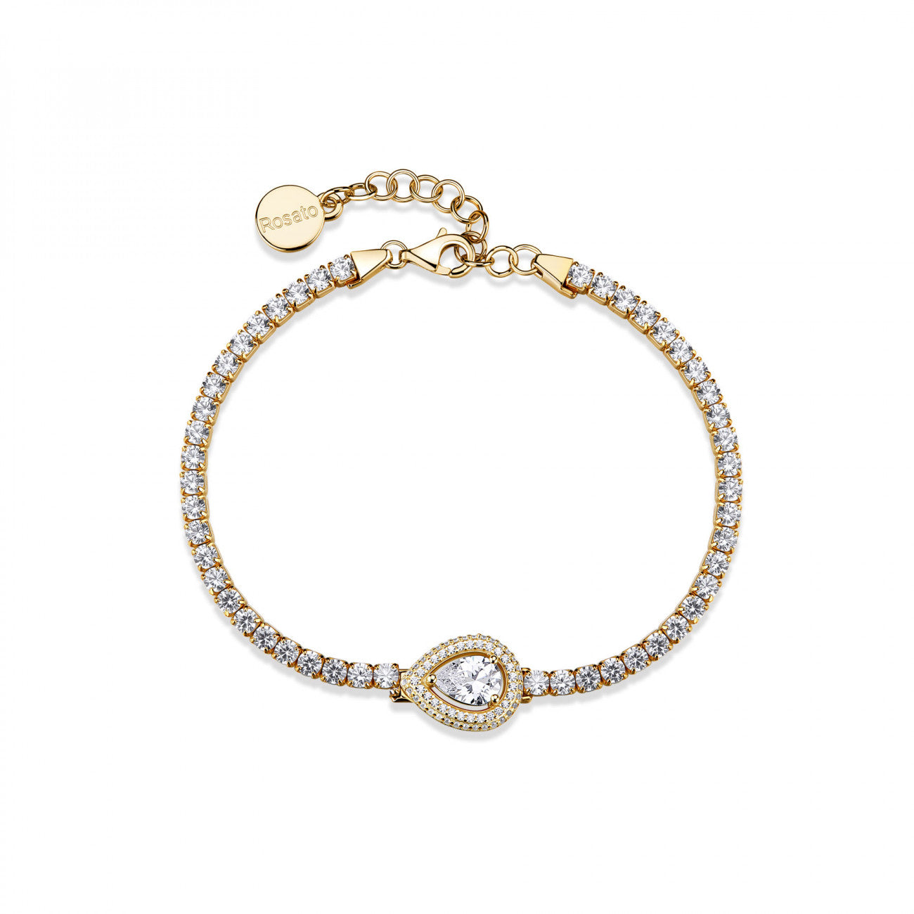 Bracciale donna Rosato Tennis con goccia gold con zirconi