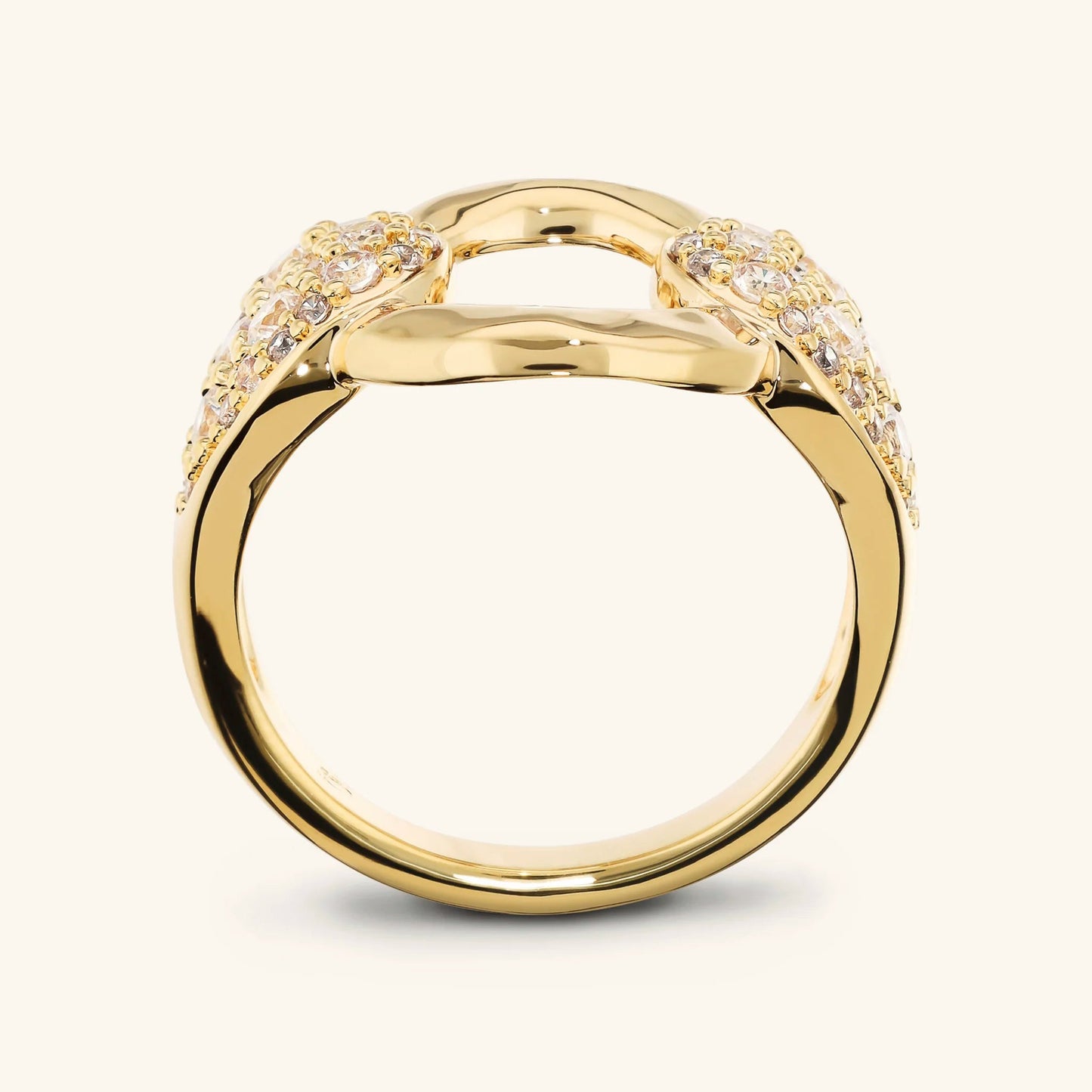 Anello donna Etrusca a Fascia con Maglia Martellata e Pavé di Cubic Zirconia