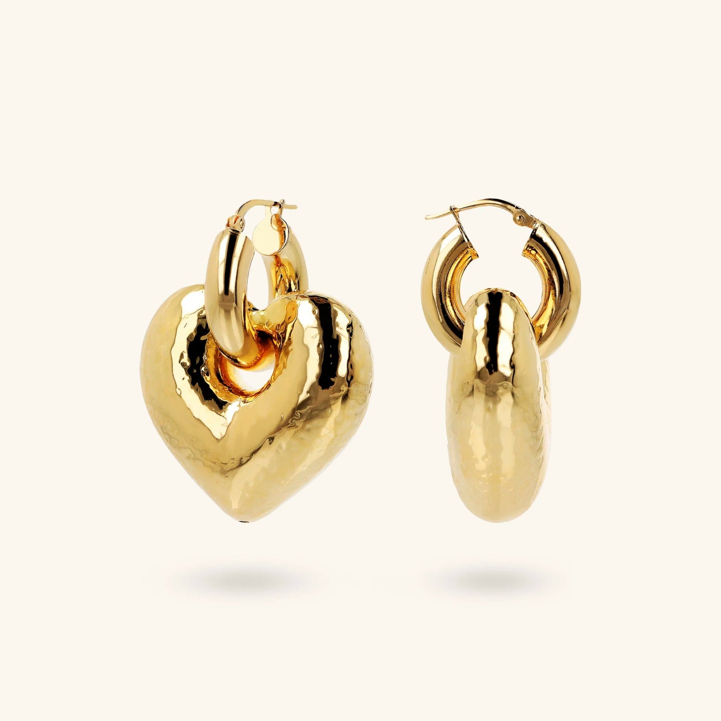 Orecchini donna Etrusca a Cerchio con Pendente Cuore Martellato