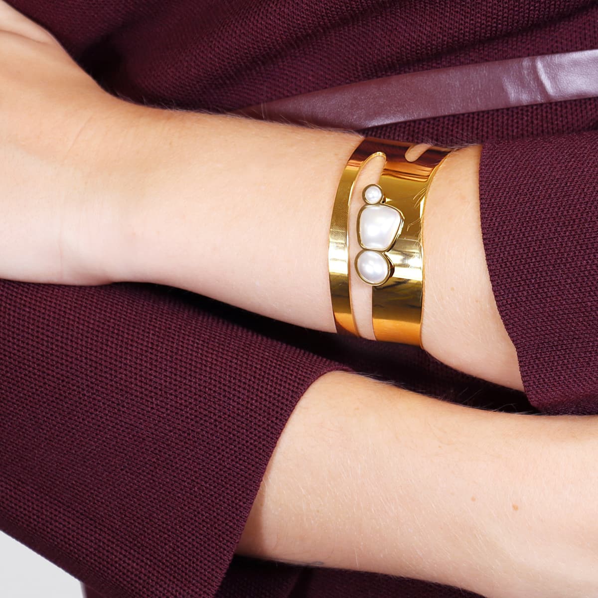 Bracciale Donna Anartxy Rigido gold con perle