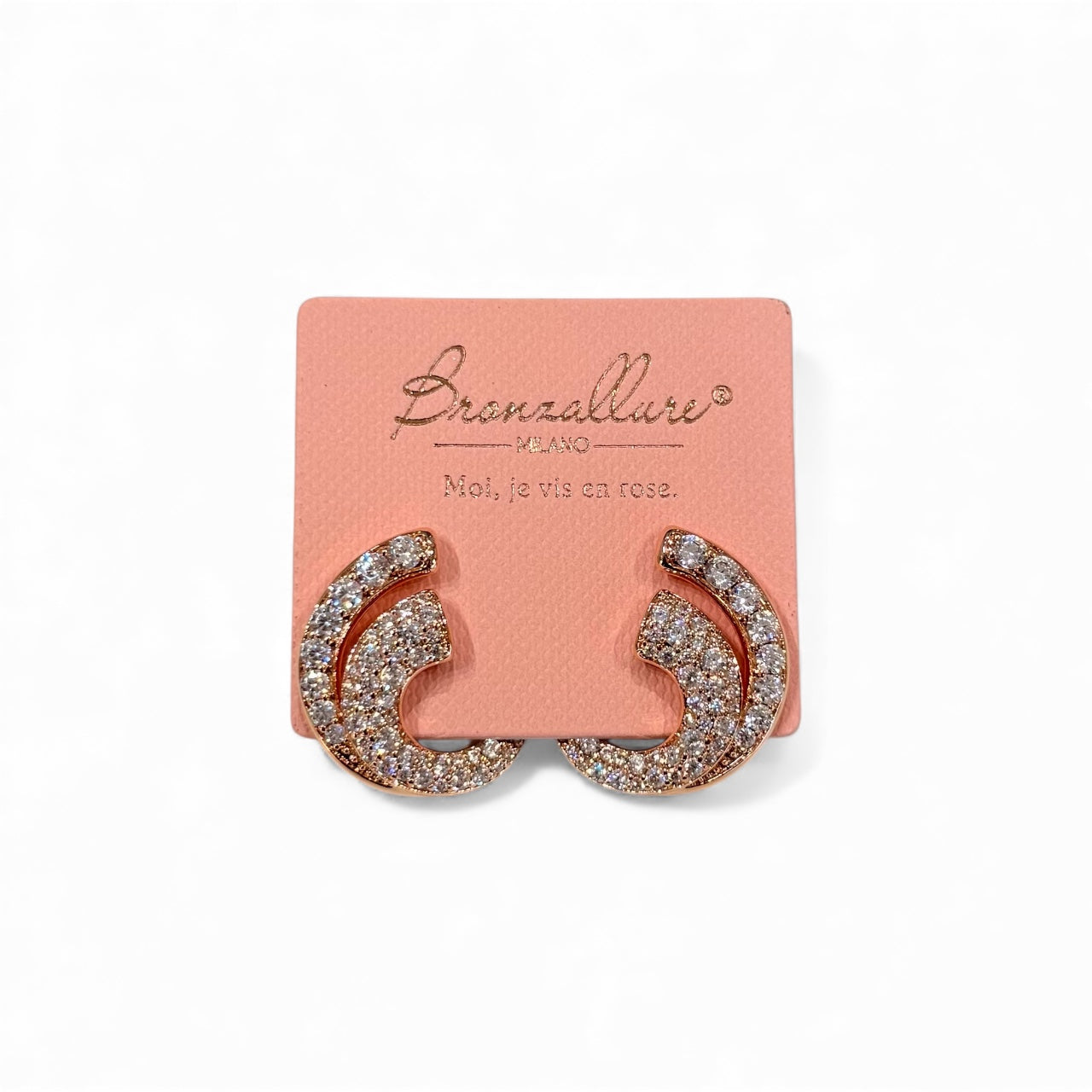 Orecchini Bronzallure donna Semicerchio doppio filo pavè