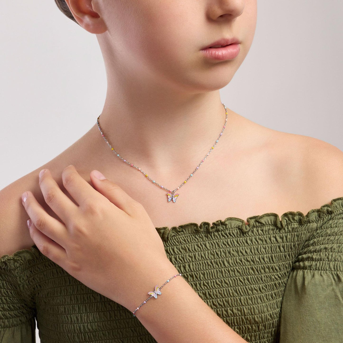Collana Mabina Junior farfalla e smaltini