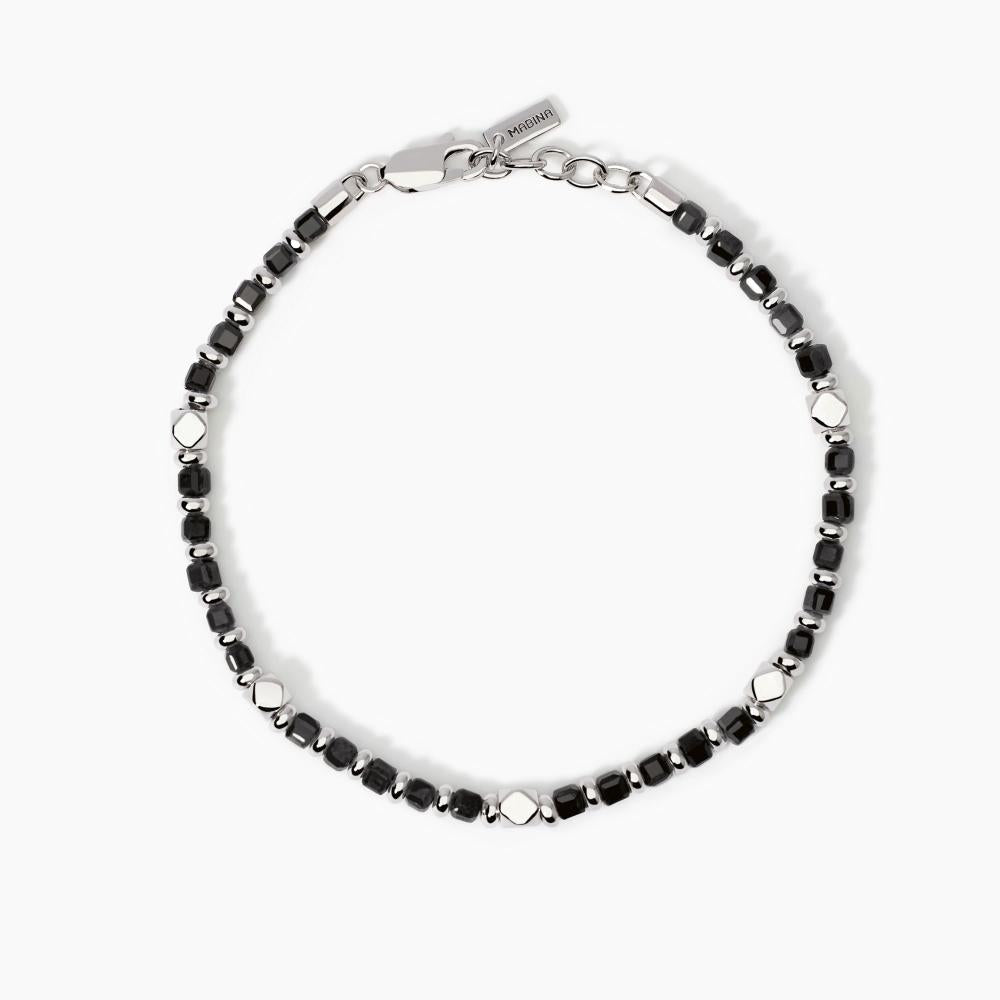 Bracciale da uomo in argento e agata nera CALIFORNIA