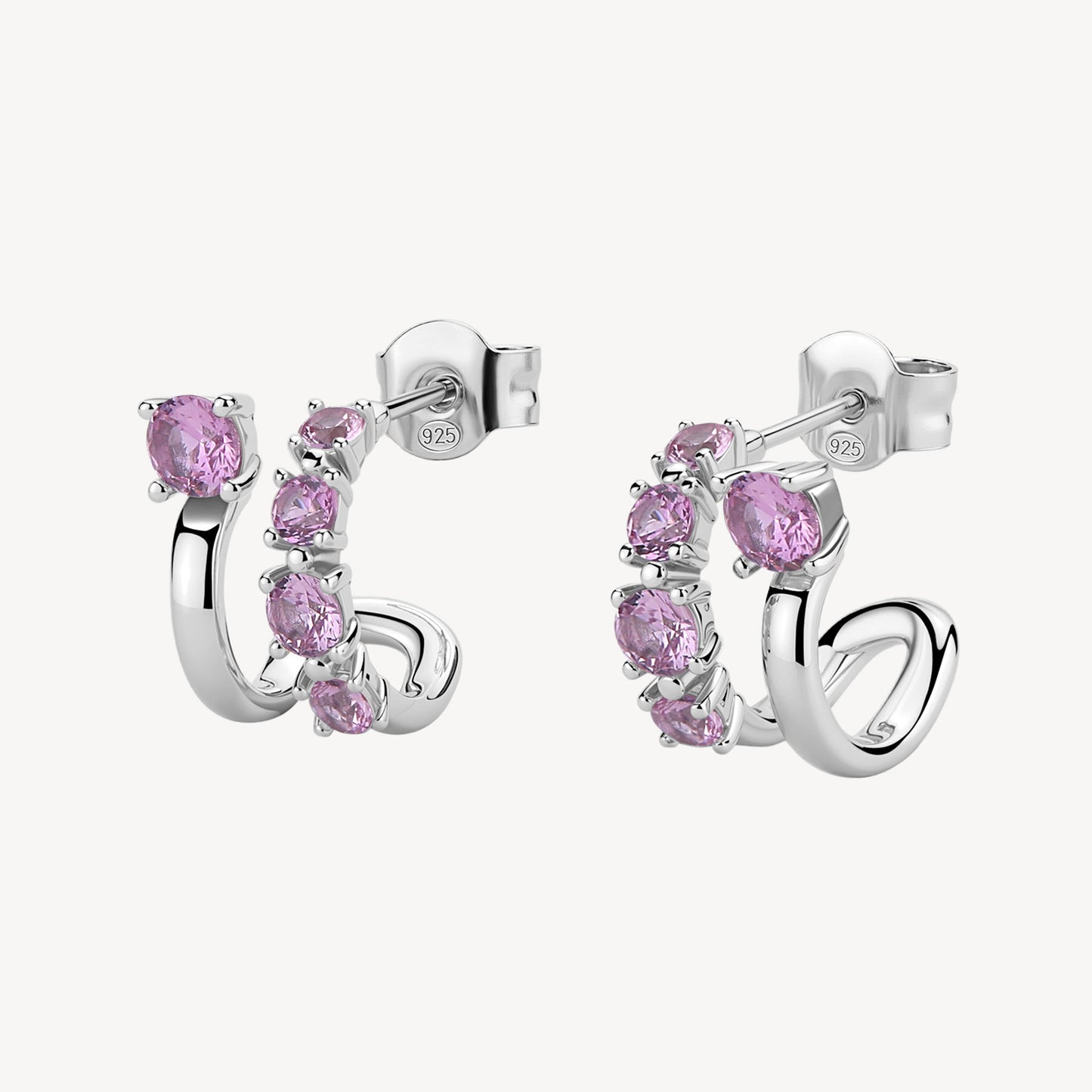 Orecchini argento Fancy doppio giro vibrant pink