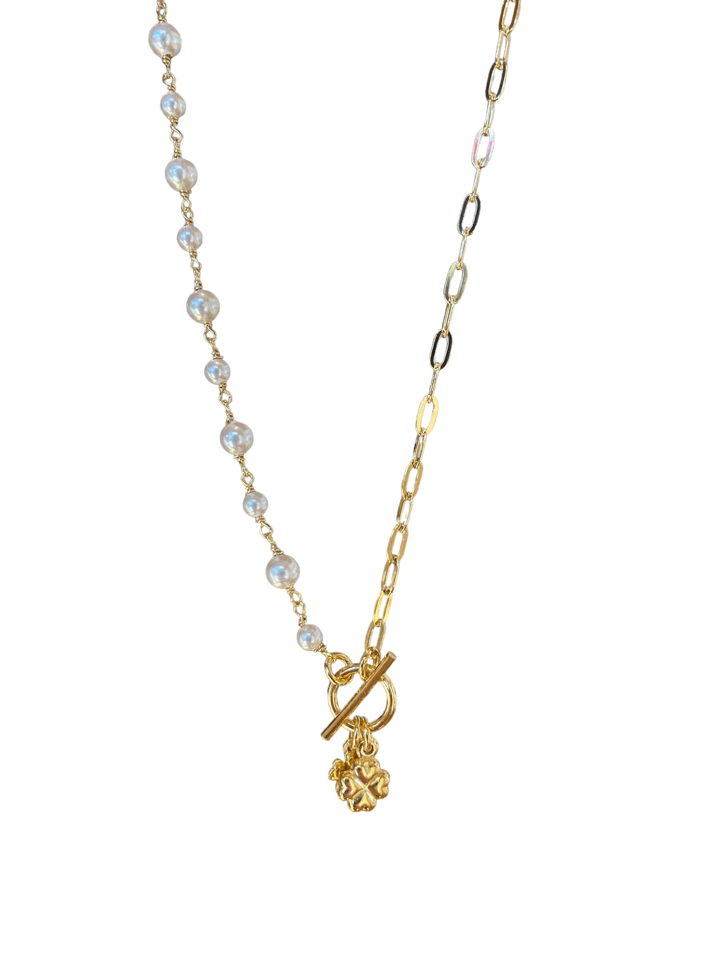 Collana Donna Marcello Pane perline e quadrifoglio