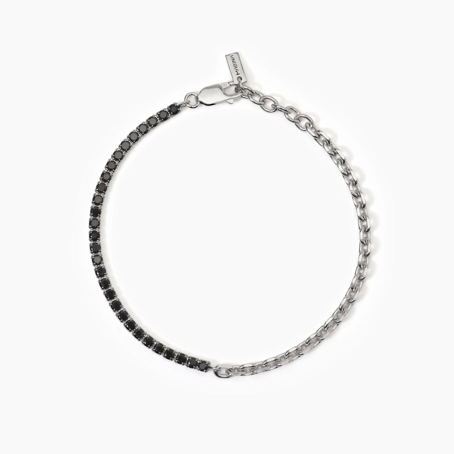 Bracciale Mabina uomo in argento mix tennis e catena TWINS