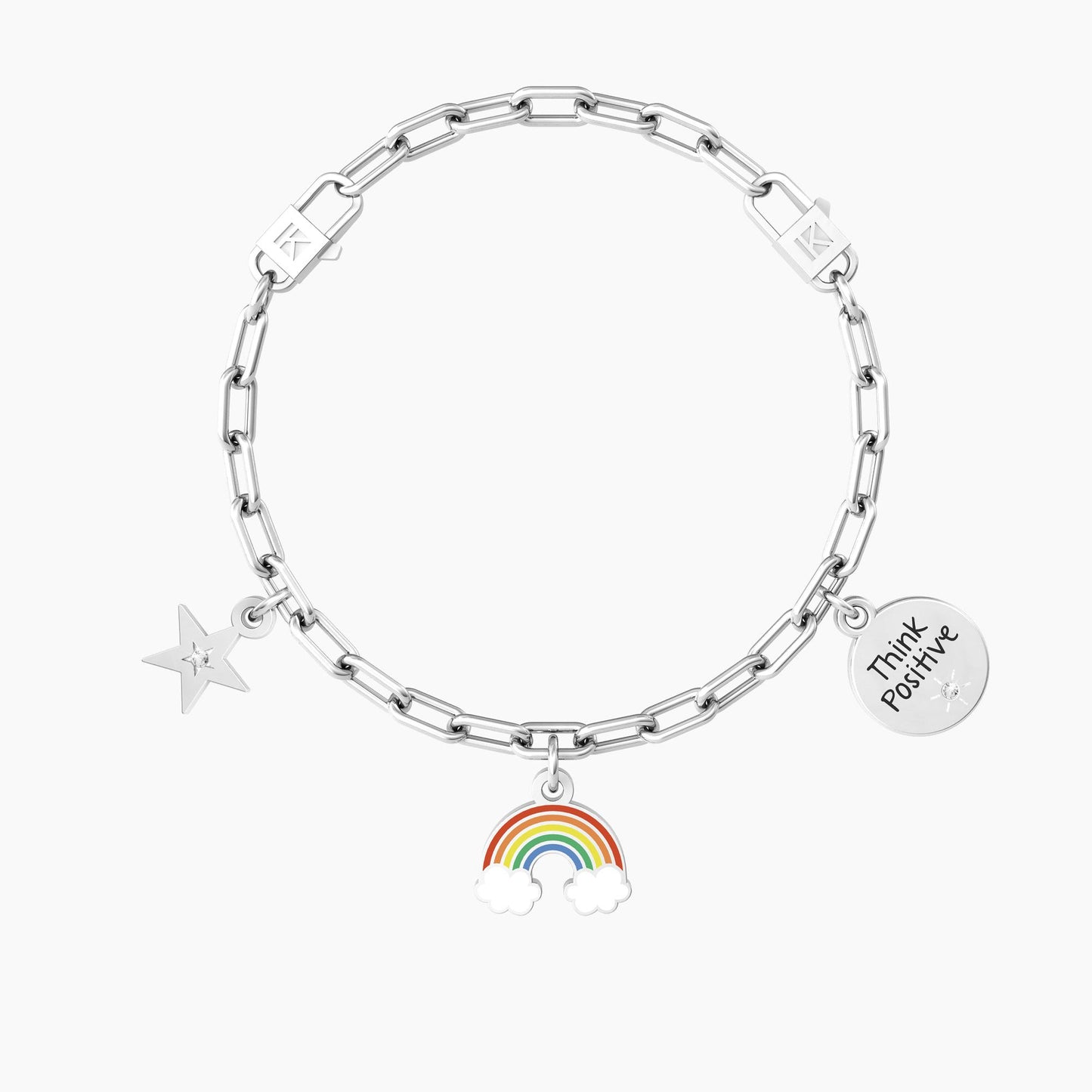Bracciale Kidult donna regolabile con ciondoli arcobaleno e stella ARCOBALENO | THINK POSITIVE