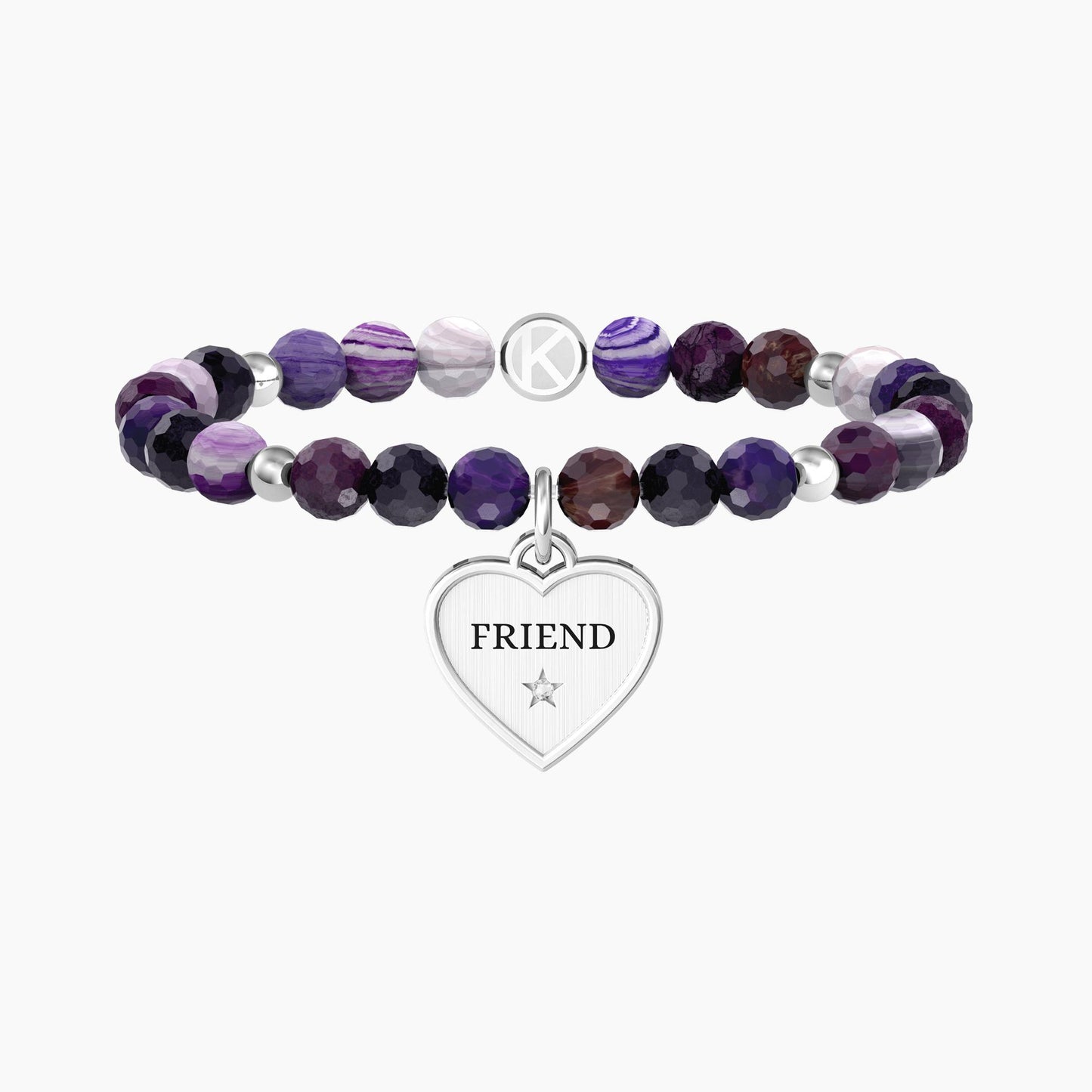 Bracciale Kidult donna con agata viola e ciondolo cuore CUORE | FRIEND IN MY LIFE