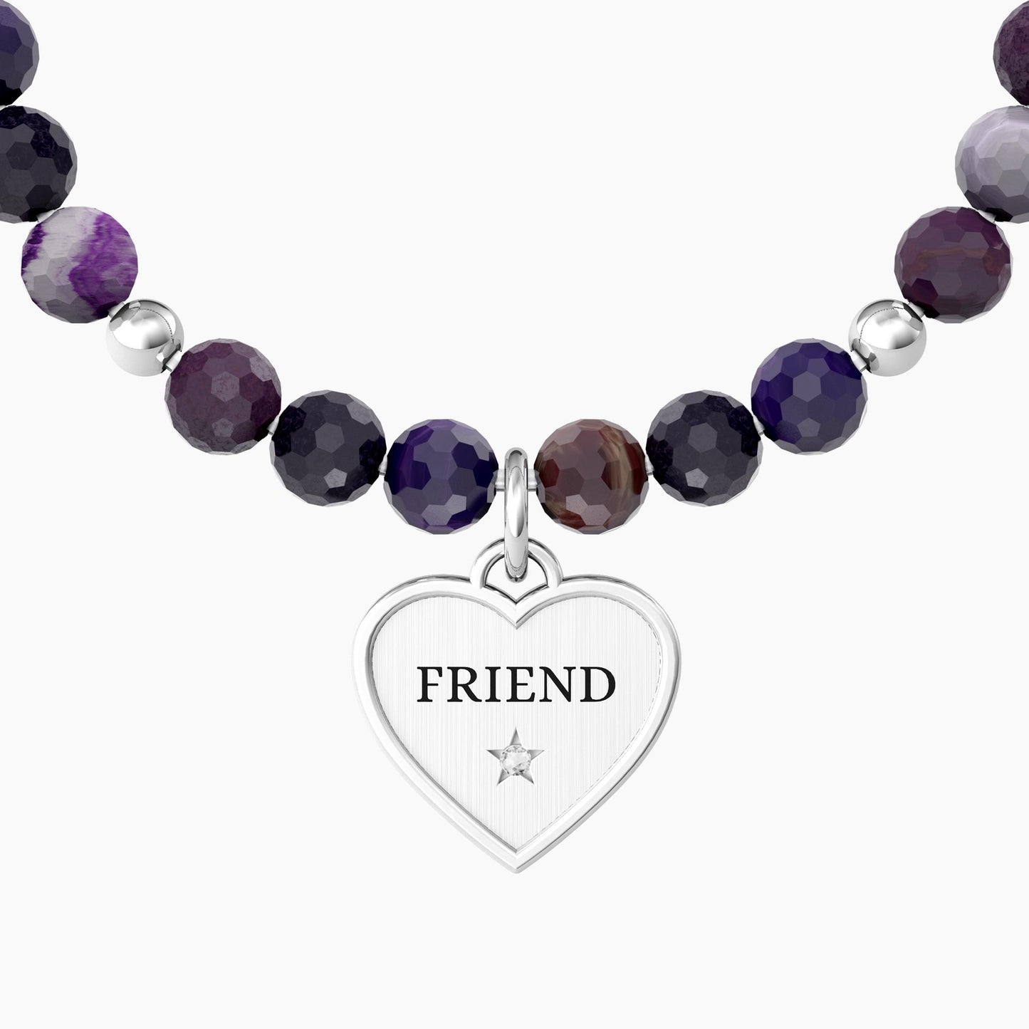 Bracciale Kidult donna con agata viola e ciondolo cuore CUORE | FRIEND IN MY LIFE