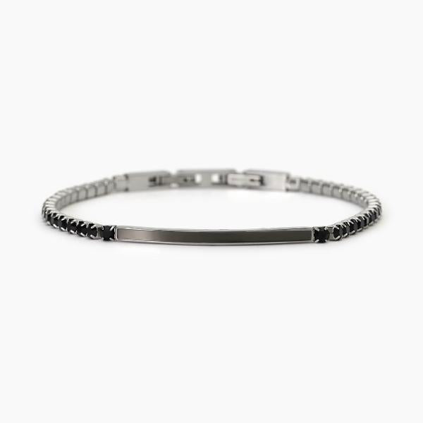 Bracciale uomo 2Jewels tennis con piastra centrale Gunmetal