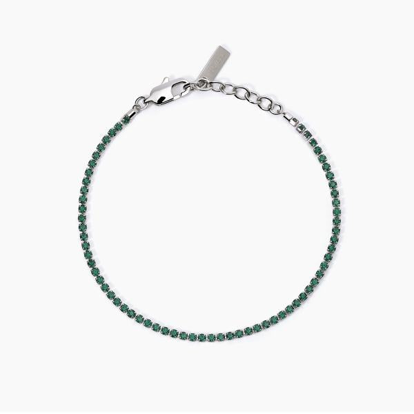 Bracciale uomo 2Jewels Tennis con cristalli verdi