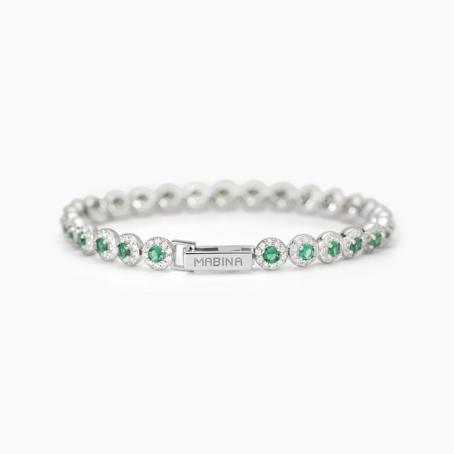 Bracciale donna Mabina tennis in argento con smeraldi sintetici