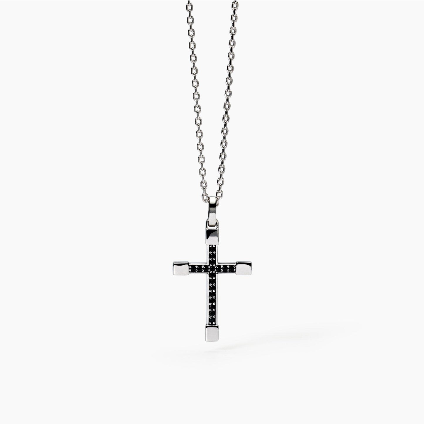 Collana Mabina uomo Croce e zirconi neri