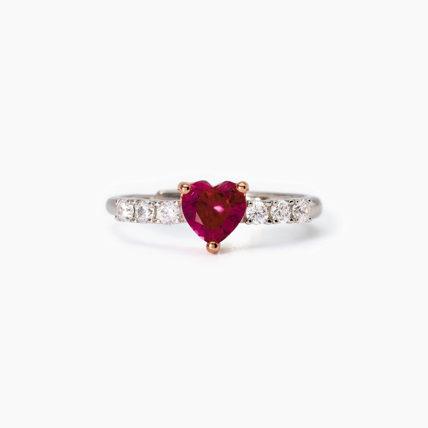 Anello Mabina in argento con rubino sintetico e zirconi