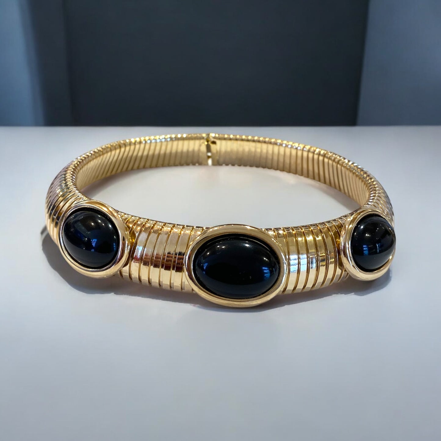 Collana Diamond Accessori donna girogola tubolare con pietre nere