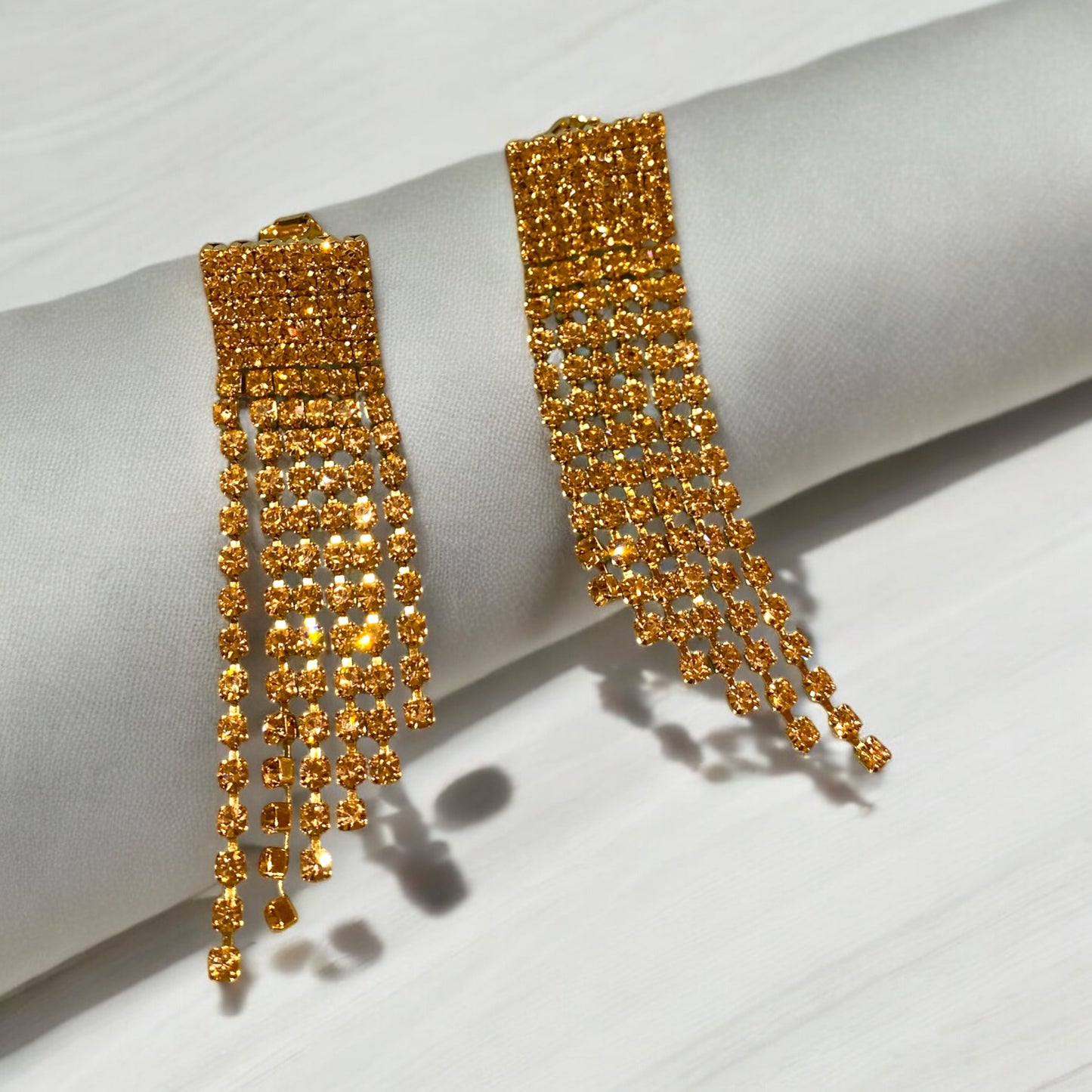 Orecchini donna Diamond Accessori Climb Short con Strass Champagne