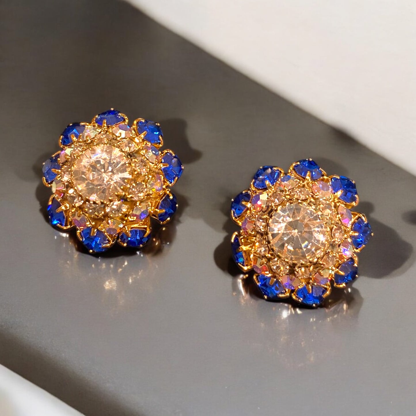 Orecchini Diamond Accessori in Ottone Girasole Blu